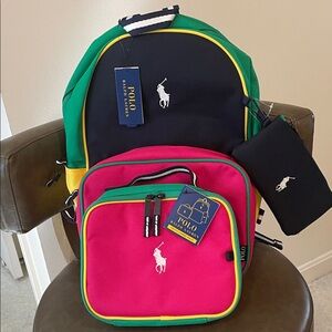 Polo Ralph Lauren Kids Oxford Backpack, Lunchbox, and Pencil Bag Set